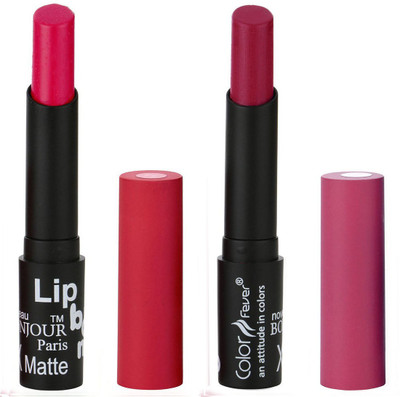 

Bonjour Paris Creamy Matte Lipsticks Set Of Must Have Colors Professional Quality with High Pigment Load 2 Pcs A23(Cardinet, Purple)