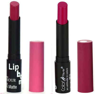 

Bonjour Paris Creamy Matte Lipsticks Set Of Must Have Colors Professional Quality with High Pigment Load 2 Pcs A16(Rose Blush, Scarlet)