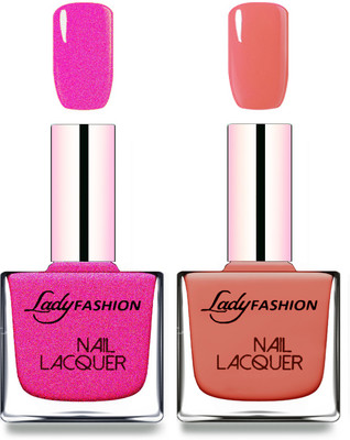 

Lady Fashion Cube Shaped Made In India Nail Polish Mettalic pink, Nude(Pack of 2)