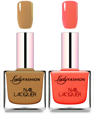 

Lady Fashion Cube Shaped Made In India Nail Polish Mettalic Brown, Baby Pink(Pack of 2)