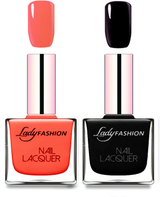 

Lady Fashion Cube Shaped Made In India Nail Polish Light Orange, Black(Pack of 2)
