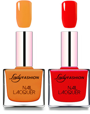 

Lady Fashion Cube Shaped Made In India Nail Polish Nude, Red(Pack of 2)