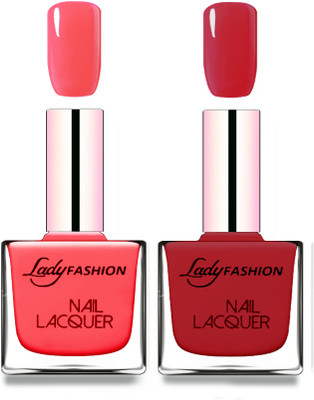 

Lady Fashion Cube Shaped Made In India Nail Polish Baby Pink, Dark Red(Pack of 2)