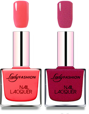 

Lady Fashion Cube Shaped Made In India Nail Polish Baby Pink, Maroon(Pack of 2)