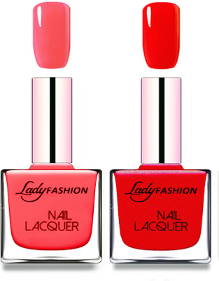 

Lady Fashion Cube Shaped Made In India Nail Polish Baby Pink, Red(Pack of 2)