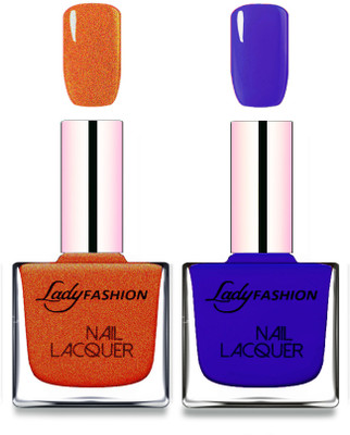 

Lady Fashion Cube Shaped Made In India Nail Polish Copper, Blue(Pack of 2)