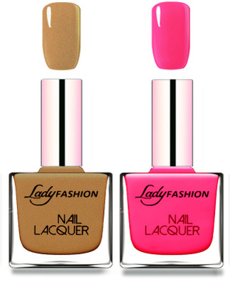 

Lady Fashion Cube Shaped Made In India Nail Polish Mettalic Brown, Pink(Pack of 2)