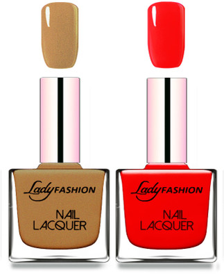 

Lady Fashion Cube Shaped Made In India Nail Polish Mettalic Brown, Red(Pack of 2)