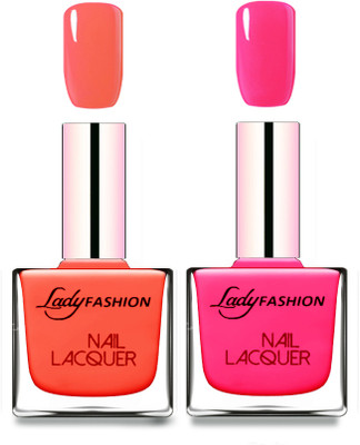 

Lady Fashion Cube Shaped Made In India Nail Polish Light Orange, Pink(Pack of 2)