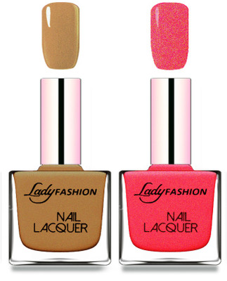 

Lady Fashion Cube Shaped Made In India Nail Polish Mettalic Brown, Bright Pink(Pack of 2)