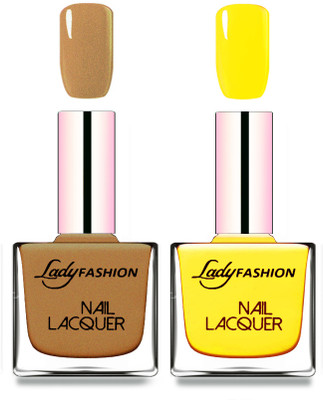 

Lady Fashion Cube Shaped Made In India Nail Polish Mettalic Brown, Yellow(Pack of 2)