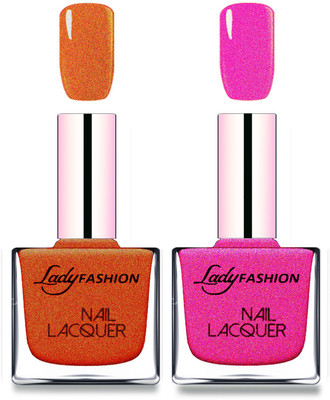 

Lady Fashion Cube Shaped Made In India Nail Polish Copper, Mettalic Pink(Pack of 2)
