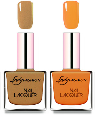

Lady Fashion Cube Shaped Made In India Nail Polish Mettalic Brown, Nude(Pack of 2)