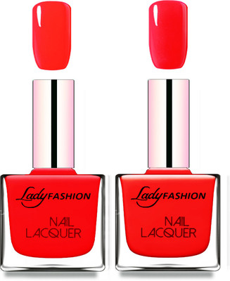 

Lady Fashion Cube Shaped Made In India Nail Polish Juicy Red, Bright Red(Pack of 2)