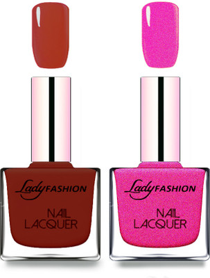 

Lady Fashion Cube Shaped Made In India Nail Polish Coffee, Mettalic Pink(Pack of 2)