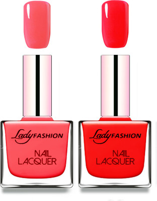 

Lady Fashion Cube Shaped Made In India Nail Polish Baby Pink, Bright Red(Pack of 2)