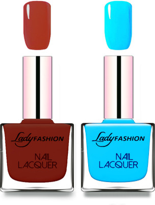 

Lady Fashion Cube Shaped Made In India Nail Polish Coffee, Sky Blue(Pack of 2)