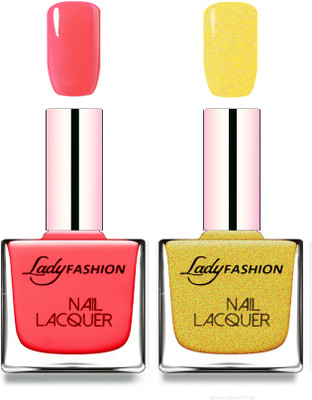 

Lady Fashion Cube Shaped Made In India Nail Polish Baby Pink, Golden(Pack of 2)