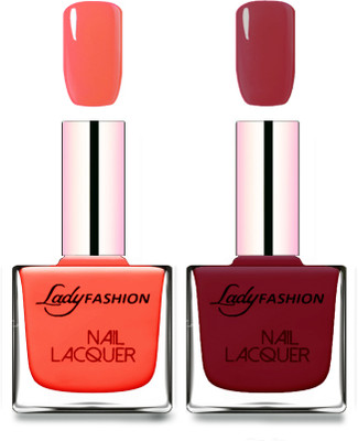 

Lady Fashion Cube Shaped Made In India Nail Polish Light Orange, Voilet(Pack of 2)