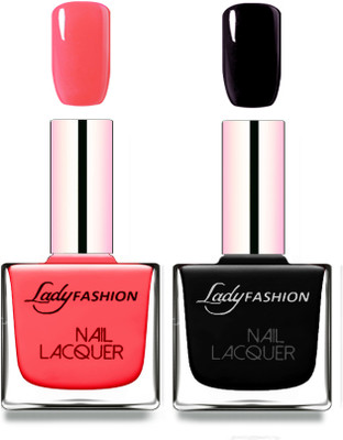 

Lady Fashion Cube Shaped Made In India Nail Polish Baby Pink, Black(Pack of 2)