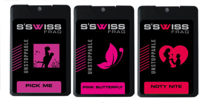 

S'SWISS pack 3 PINK BUTTERFLY AND PICK ME AND NOTY NITE COMBO POCKET PERFUME Perfume - 60 ml(For Men & Women)