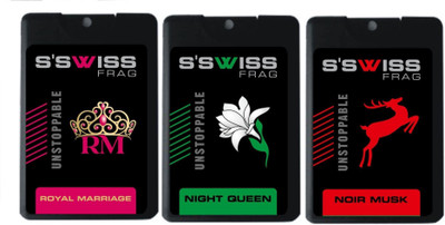 

S'SWISS pack3 ROYAL MARRIAGE AND NIGHT QUEEN AND NOIR MUSK COMBO POCKET PERFUME Perfume - 60 ml(For Men & Women)