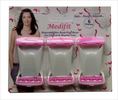 

Medifit Pink Razor for women & girls 6 pcs card Blade [Disposable razor](Pack of 6)
