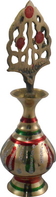 CHUNGROO Brass Made Metal Surmadani Kajal Eyeliner Surma Holder Decorative Showpiece  -  13 cm(Brass, Multicolor)