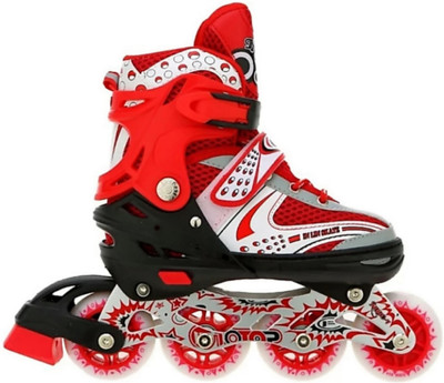 

Browner Roller Skating Knee Elbow Palm Protective Pads & Adjustable Roller Skating Shoes Front Brakes Kids Skates In-line Skates - Size 16-22 UK(White), Red