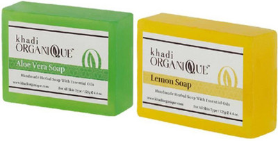 

khadi organique HANDMADE ALOEVERA LEMON SOAP COMBO PACK (250 g, Pack of 2)(250 g, Pack of 2)