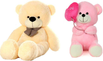 

Samayra Toys Combo Offer Large Cute Cream Teddy Bear 4 Feet & Pink Balloon Teddy Bear with I Love you heart 40 cm - 120 cm(Cream, Pink)