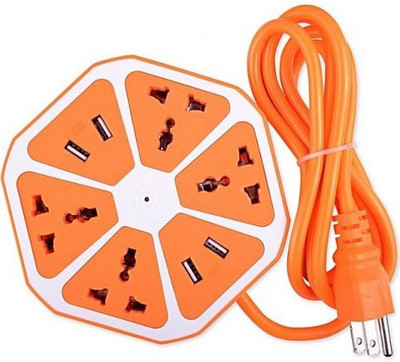 

Yumato 2 in 1 USB Hexagon 5 Socket 2 USB High Power Hexagon Socket Multi Plug Support 6 Socket Surge Protector(Multicolor)