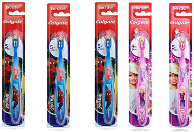 

Colgate kids barbie And Spidermen Toothbrush Extra Soft Toothbrush(Pack of 5)