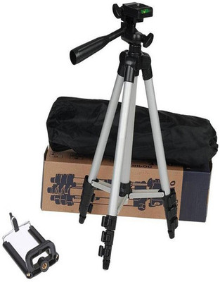 

lifemusic Tripod-3110 Portable Adjustable Aluminum Lightweight Camera Stand With Three-Dimensional Head & Quick Release Plate For Video Cameras and mobile Tripod Camera Tripod With Mobile Clip Holder Bracket, Fully Flexible Mount Cum Tripod, Standwith 3D 