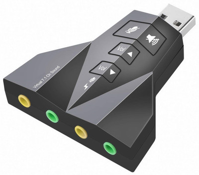 

Infihub USB Sound Card Adapter External USB 2.0 7.1 Channel Surround Audio Stereo Converter USB Adapter(Black)