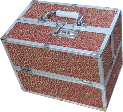 

Cameleon Hard Metal Red Design Vanity Box Makeup & Jewellery Vanity Box(Red)