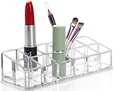 

Easydex 12 Grids Clear Acrylic Organizer Rack Multi Purpose Vanity Box(Multicolor)