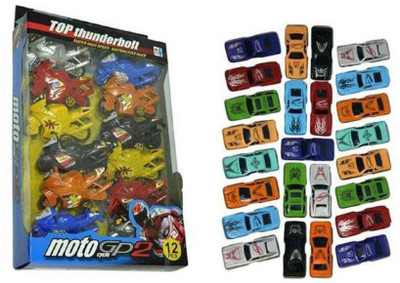 

PTCMart Metal Force Car Set (25Pcs) & Bike Pullback Friction Bike (12 Pcs) (Multicolor)(Multicolor)
