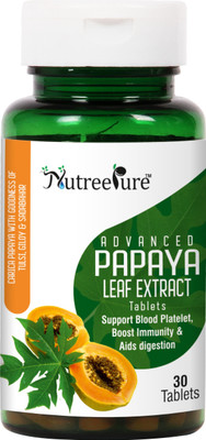 

Nutree Pure Advanced Papaya Leaf Extract with Goodness of Tulsi & Giloy (1100mg)(30 No)