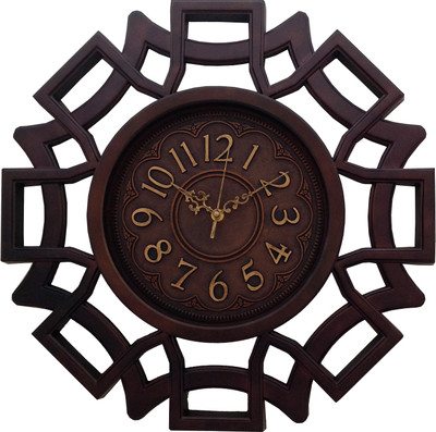 eCraftIndia Analog 46 cm X 46 cm Wall Clock(Brown, With Glass) at flipkart