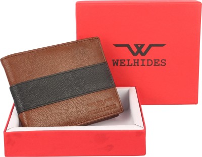 WELHIDES Men Casual Brown, Black Genuine Leather Wallet(7 Card Slots)