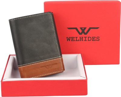 WELHIDES Men Casual Black, Tan Artificial Leather Wallet(6 Card Slots)
