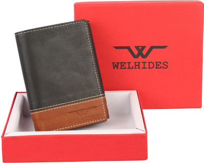 WELHIDES Men Casual Black, Tan Artificial Leather Wallet(6 Card Slots)