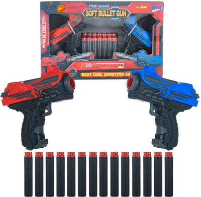 

Gripix Mini Size High Speed Soft Bullet Pistol Air Soft Bullet Gun Toy Birthday Gift Toy (In Box 2Pcs Gun) (Multicolor)(Red, Blue)