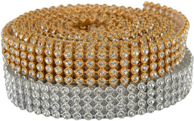 

BuyDBest Stone lace Combo Gold & Silver 4-line full length 1.25 meters for bangles/jewellery decoration