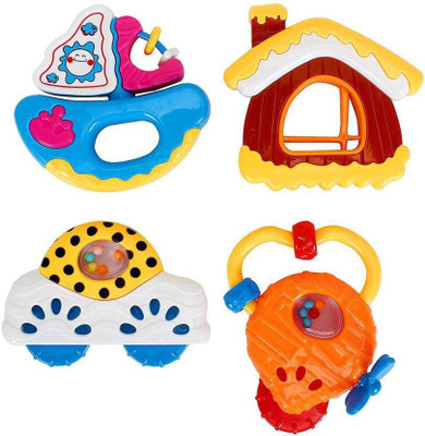 

WonderKart 4 Pices Cute & Sweet Baby Rattle(Multicolor)