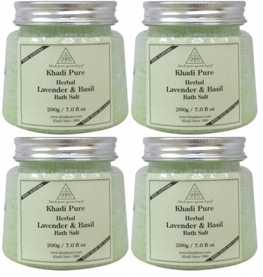 Khadi Pure LAVENDER & BASIL BATH SALT -- 200GM (SET OF 4)(800 g)