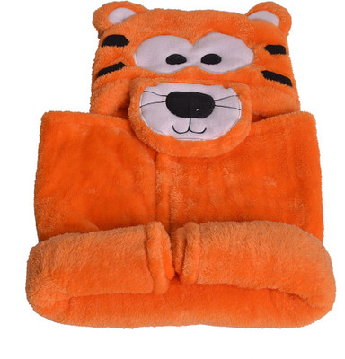 

Miss & Chief Embroidered  Hooded Baby Blanket(Polyester, Orange