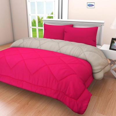 PUMPUM Solid King Comforter for  Heavy Winter(Poly Cotton, Red & Grey)