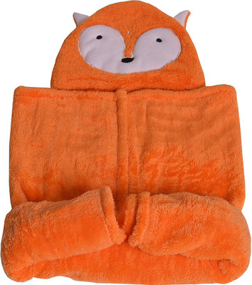 

Miss & Chief Self Design  Hooded Baby Blanket(Polyester, Orange